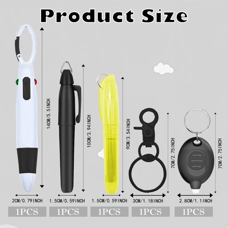 Daemson Nurse Pen Set, Badge Reel Pen Include Highlighter, Permanent Marker, LED Keychain Flashlight, Ballpoint Pen, and Nursing Keychain Clip (Black) - Image 2